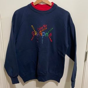 Navy Blue and Red Crewneck Sweatshirt